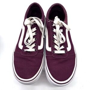 Vans Old Skool Women Size 6.5 Maroon White Athletic Casual Off The Wall Sneakers